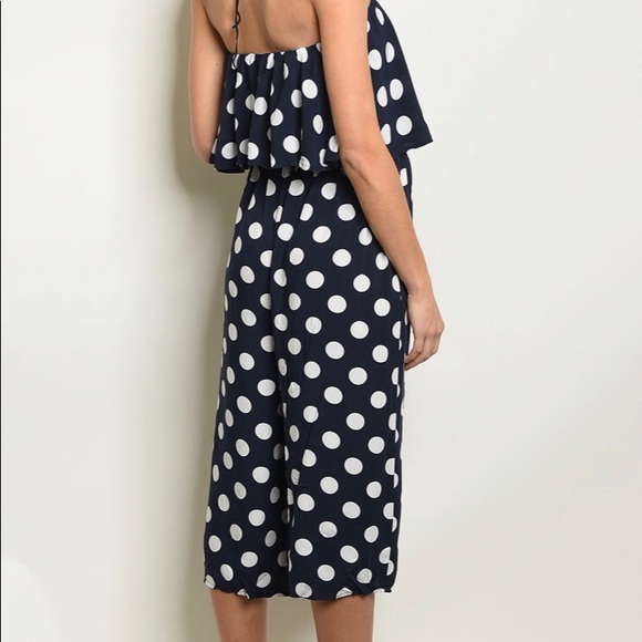 Polka dot jumpsuit navy blue. - Picture 4 of 4